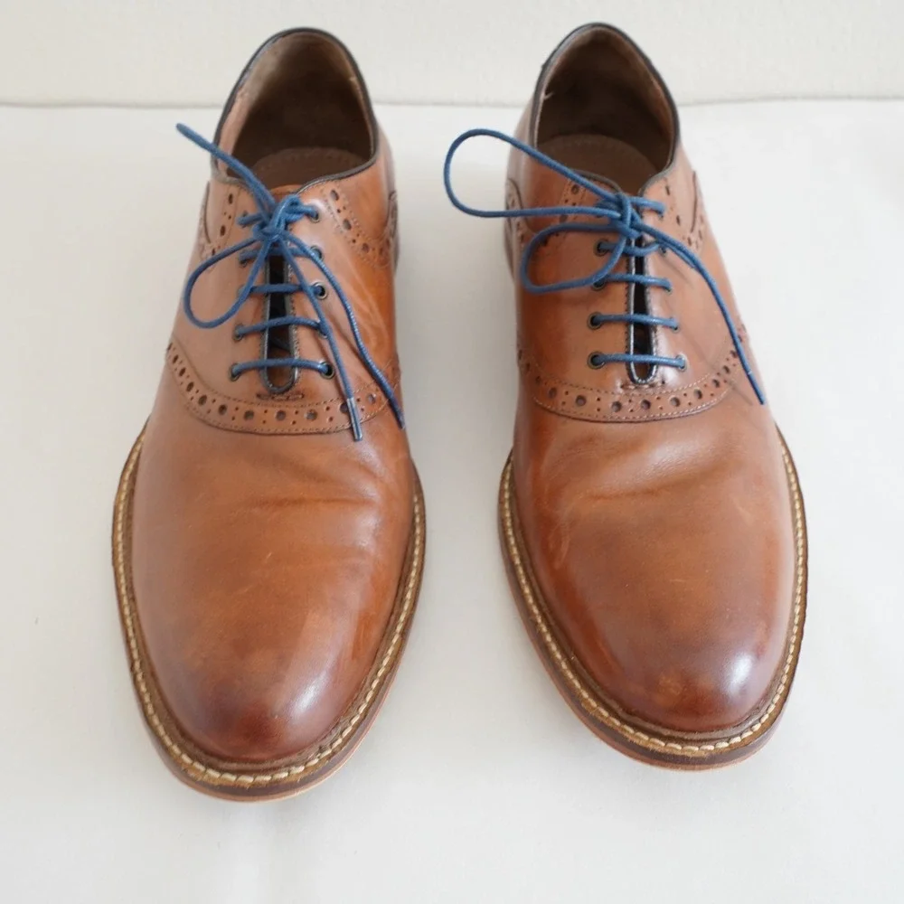 Aston Grey Collection Mens Oxford Derby Dress Shoes Sz 12 Brown Leather Lace Up
